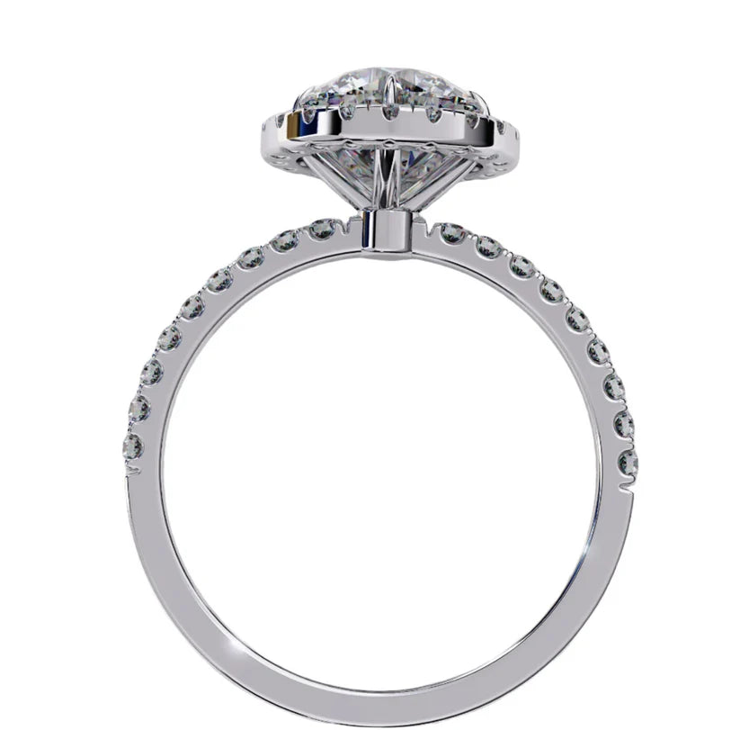 Gold Diamond Halo Engagement Ring for Women