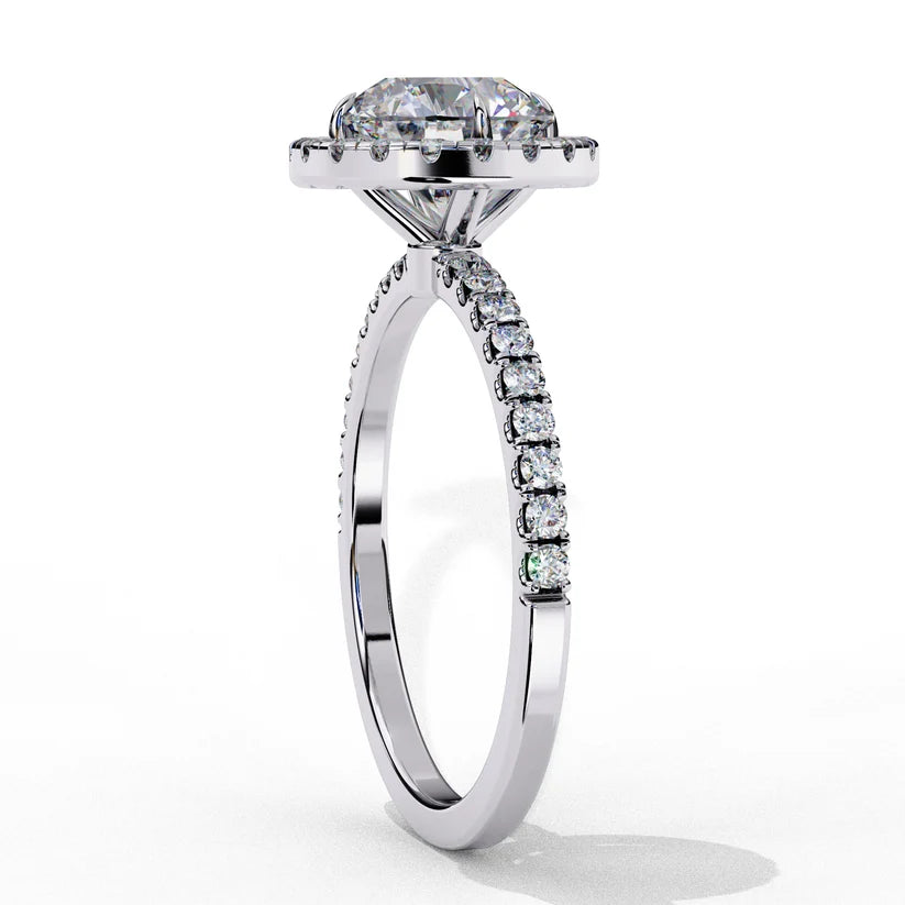 Gold Diamond Halo Engagement Ring for Women