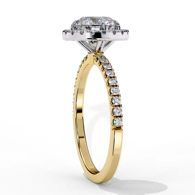 Gold Diamond Halo Engagement Ring for Women