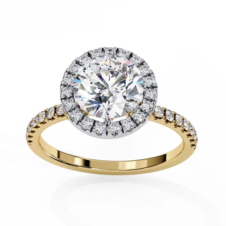 Gold Diamond Halo Engagement Ring for Women