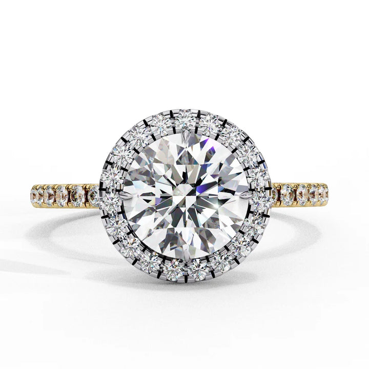 Gold Diamond Halo Engagement Ring for Women