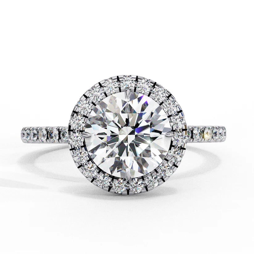 Gold Diamond Halo Engagement Ring for Women