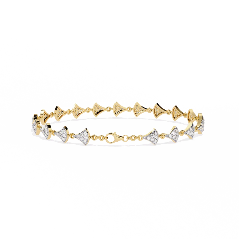 Luxury Gold Bow Link Bracelet with Diamond Accents
