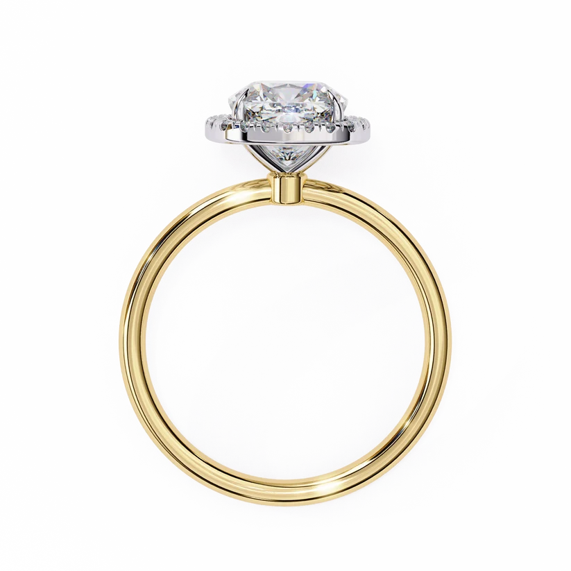 Gold Round Cut Halo Diamond Ring for Women- Gold Ring