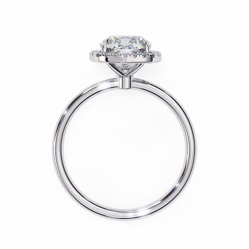 Gold Round Cut Halo Diamond Ring for Women- Gold Ring