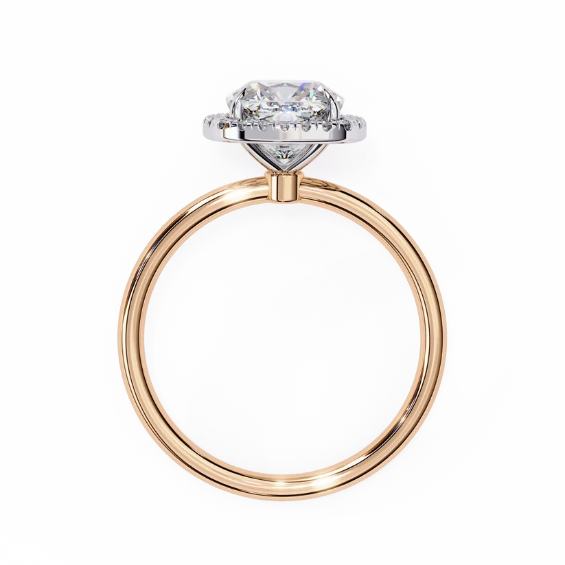 Gold Round Cut Halo Diamond Ring for Women- Gold Ring