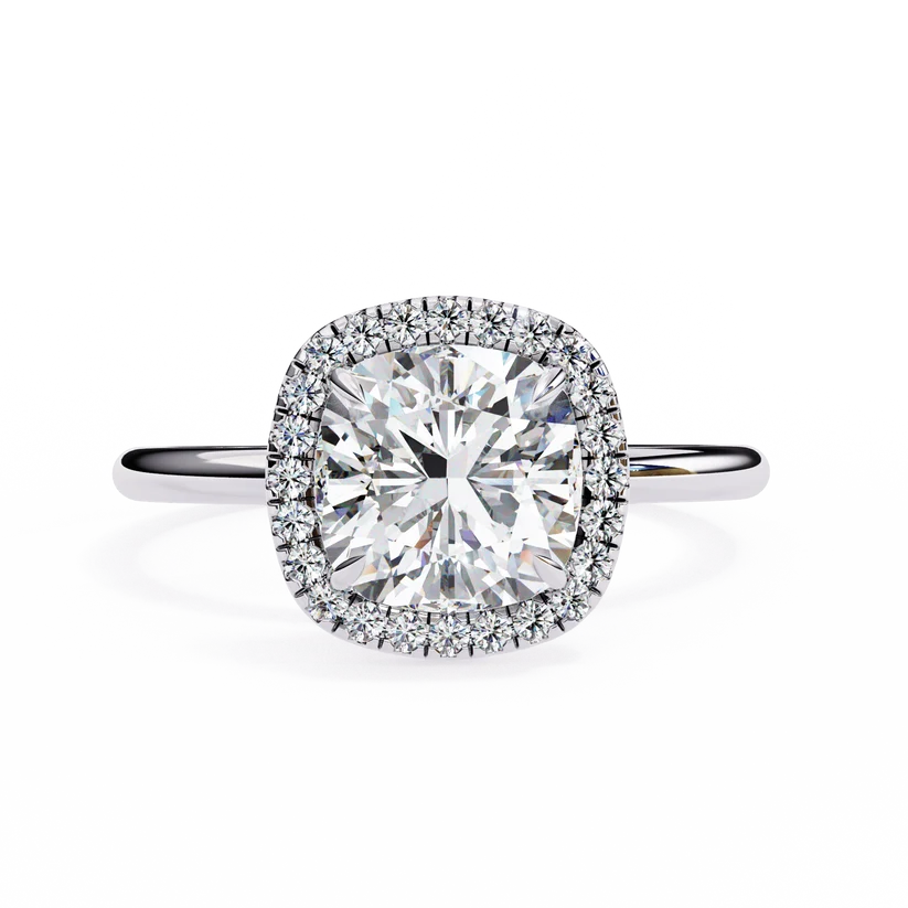 Gold Round Cut Halo Diamond Ring for Women- Gold Ring