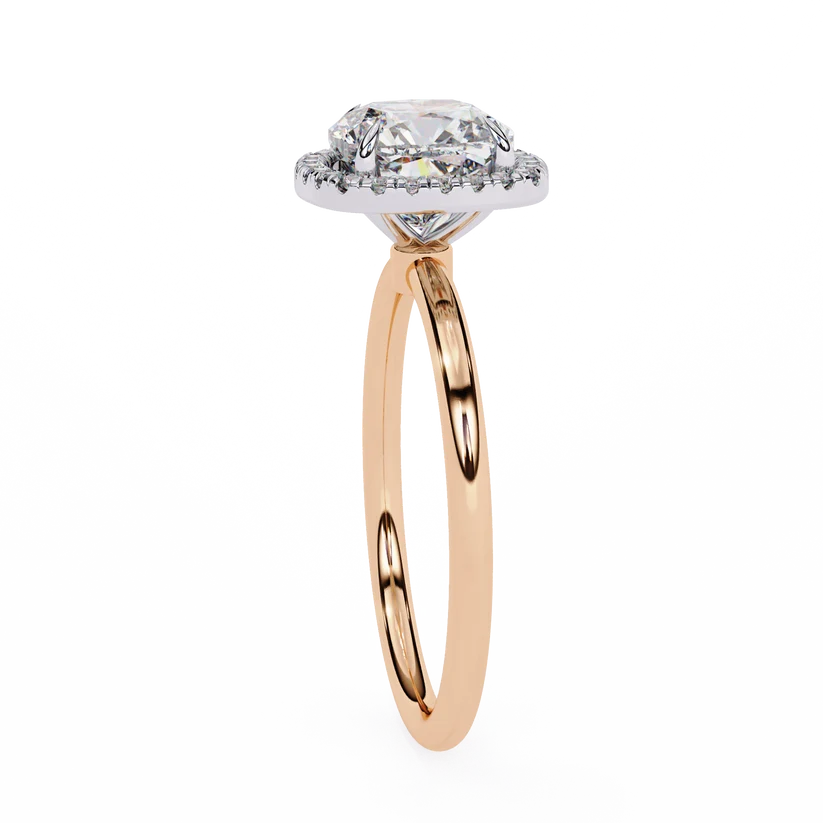 Gold Round Cut Halo Diamond Ring for Women- Gold Ring