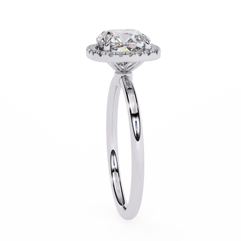 Gold Round Cut Halo Diamond Ring for Women- Gold Ring