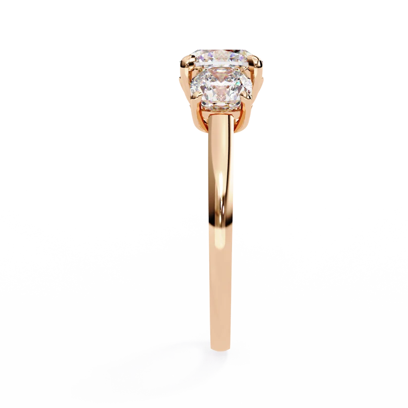Cushion Brilliant Three Stone Diamond Engagement Ring | Solid Yellow Gold | Classic Trilogy Ring | Timeless Diamond Ring | Gift for Her