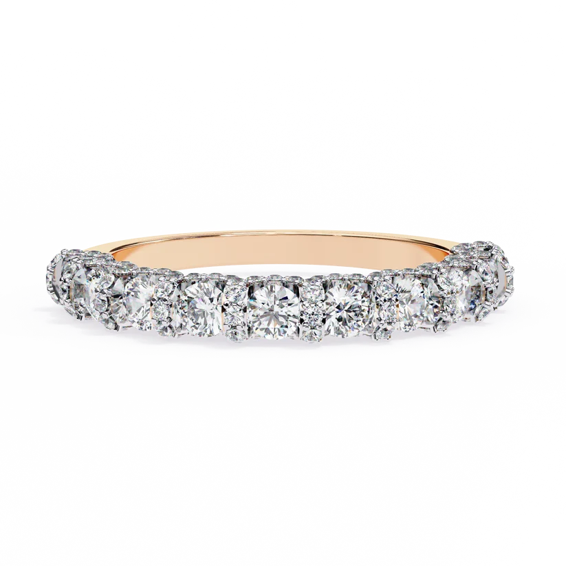 Elegant Diamond Scalloped Half-Eternity Gold Ring