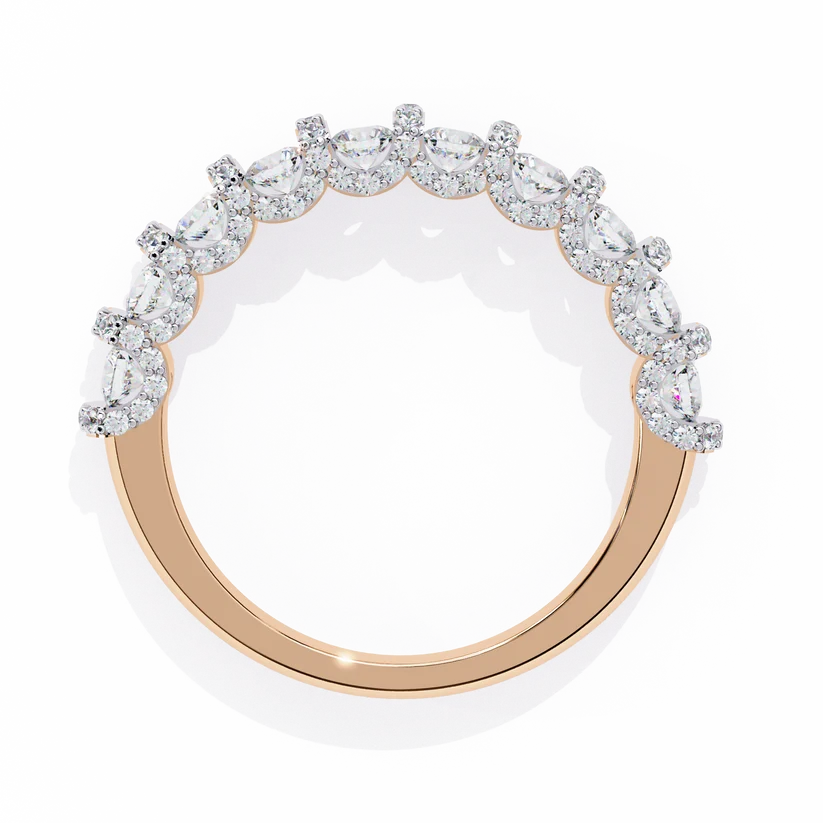 Elegant Diamond Scalloped Half-Eternity Gold Ring