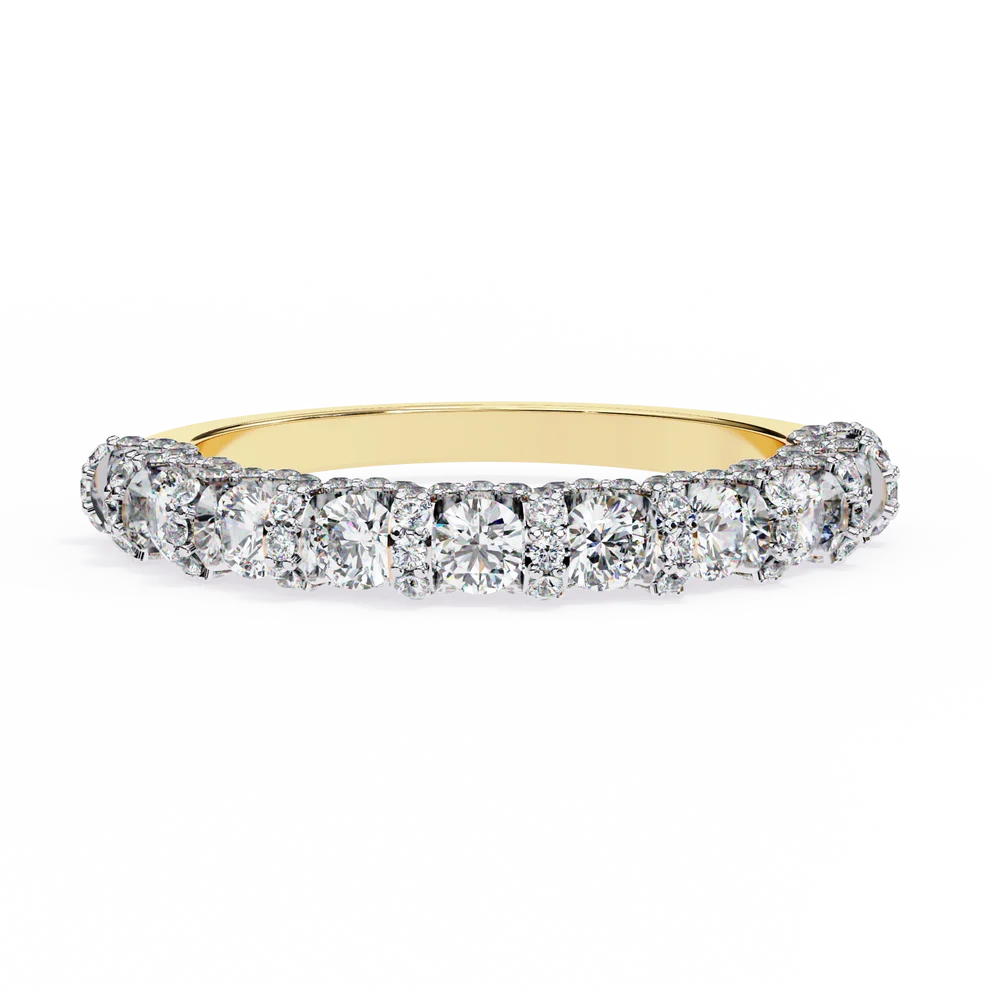 Elegant Diamond Scalloped Half-Eternity Gold Ring