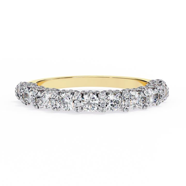 Elegant Diamond Scalloped Half-Eternity Gold Ring