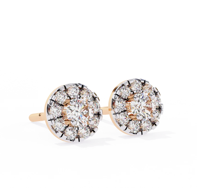 Aurelia Round Brilliant-Cut Diamond Double Halo Stud Earrings ✨