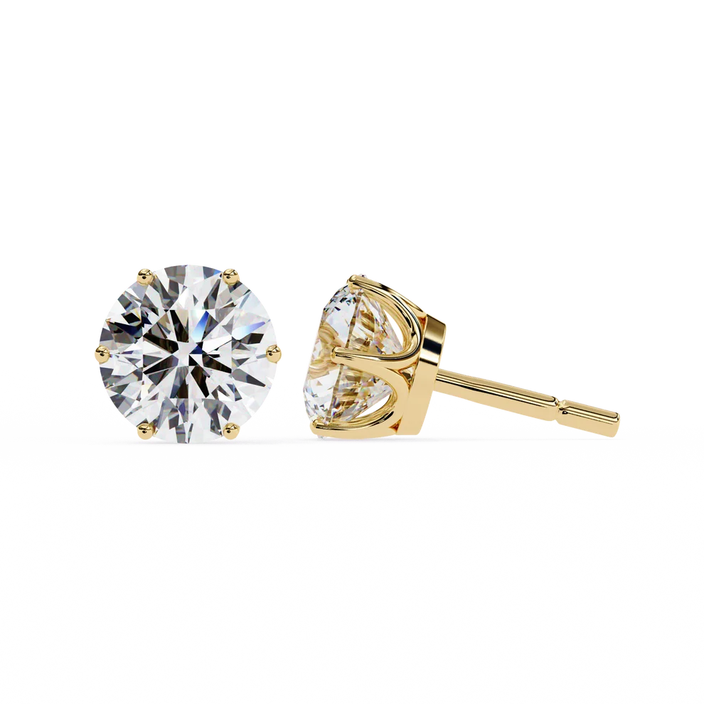 Classic Round Brilliant Solitaire Diamond Stud Earrings