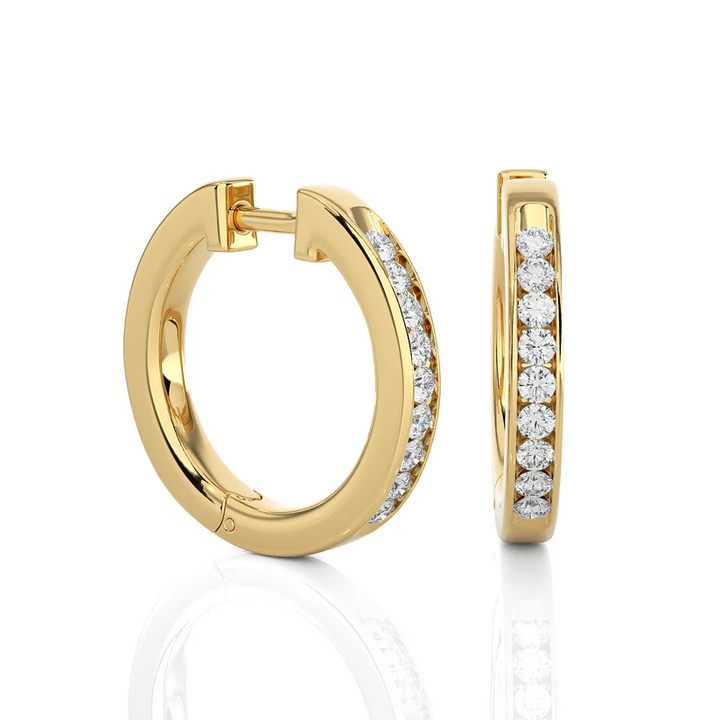 Aurelia Round Diamond Pavé Huggie Hoop Earrings