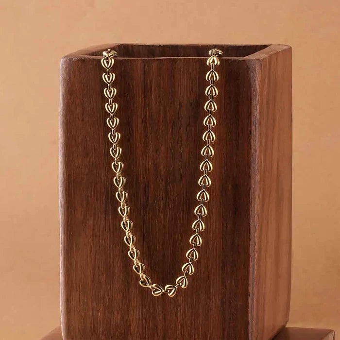 Heart Link Chain Necklace in 10K / 14K / 18K Yellow Gold
