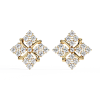 Floral Diamond Cluster Stud Earrings – Elegant Gold Blossom Earrings