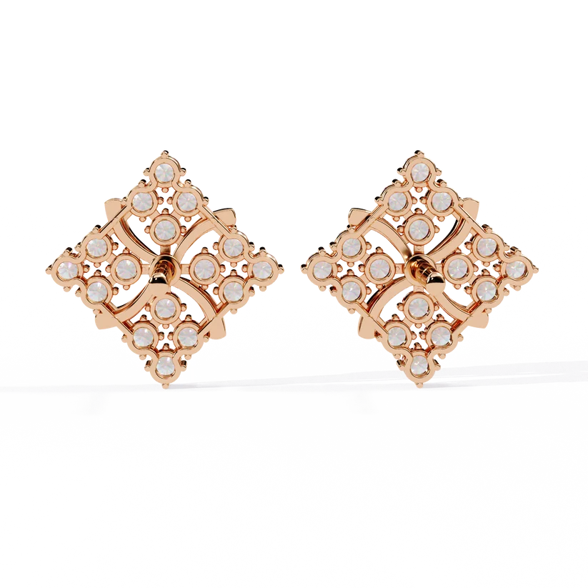 Floral Diamond Cluster Stud Earrings – Elegant Gold Blossom Earrings