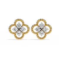 Floral Clover Diamond Stud Earrings
