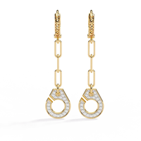 Elegant Diamond Link Drop Earrings – Round Pavé Circle Dangle Earrings
