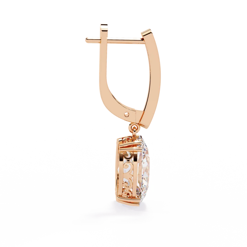 Oval Diamond Drop Earrings with Polished Gold Bar