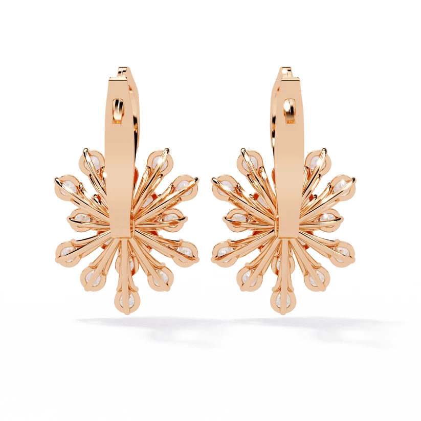 Diamond Snowflake Floral Drop Earrings