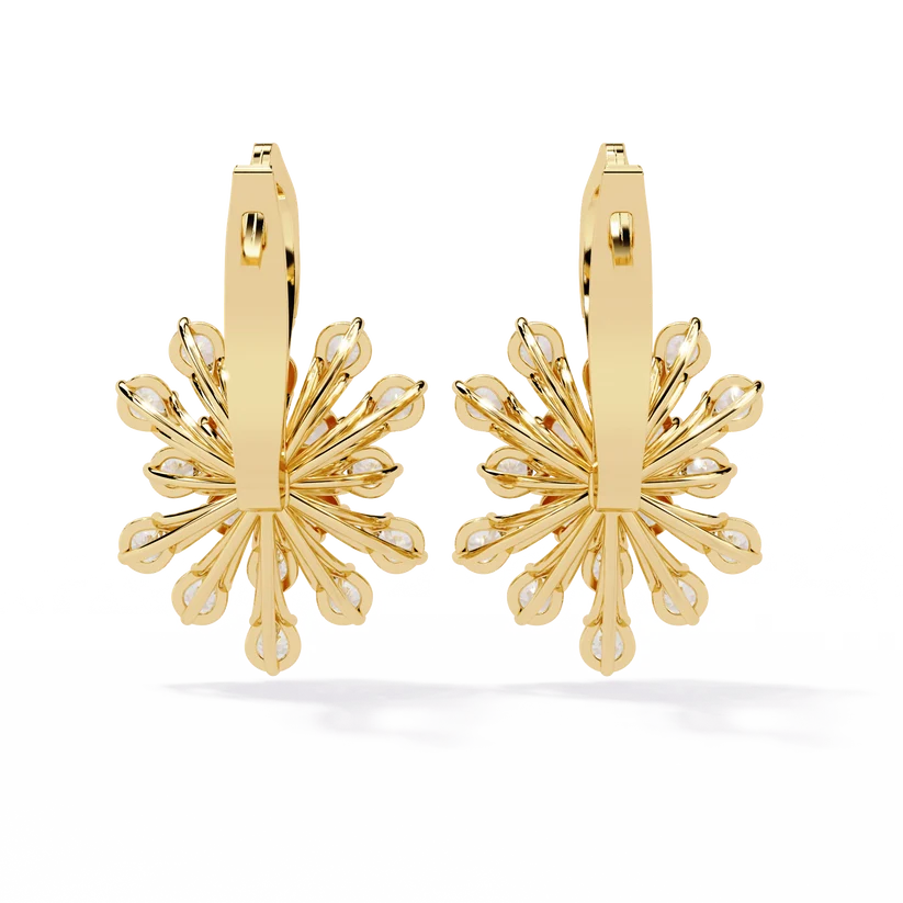 Diamond Snowflake Floral Drop Earrings