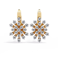 Diamond Snowflake Floral Drop Earrings