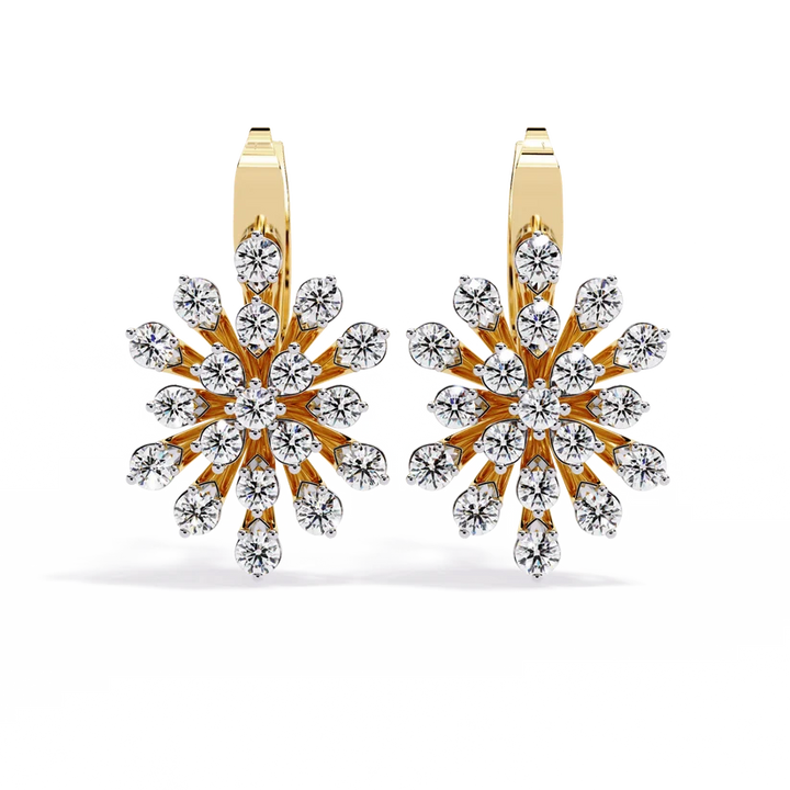 Diamond Snowflake Floral Drop Earrings