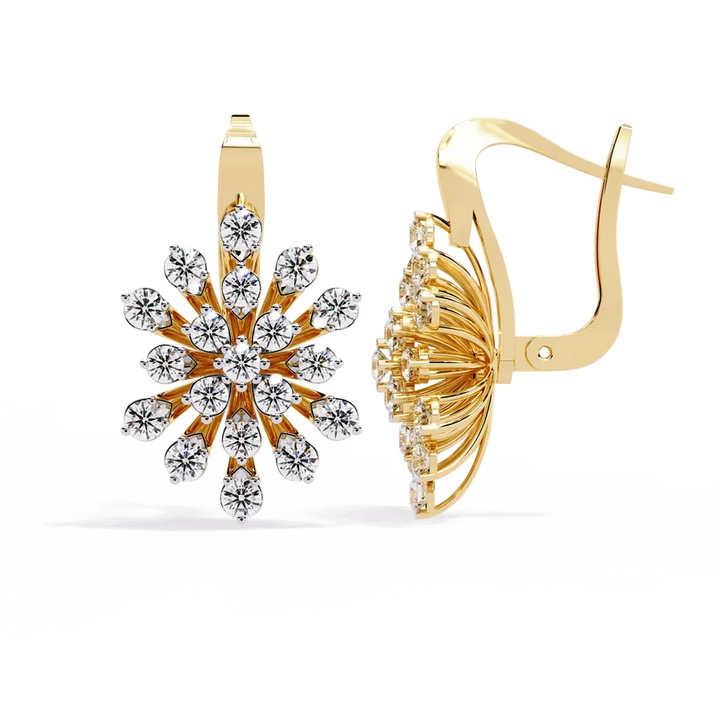Diamond Snowflake Floral Drop Earrings