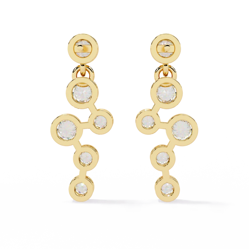 Gold Multi-Stone Diamond Drop Earrings | Luxury Statement Earrings