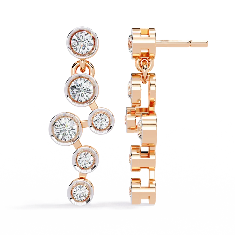 Gold Multi-Stone Diamond Drop Earrings | Luxury Statement Earrings