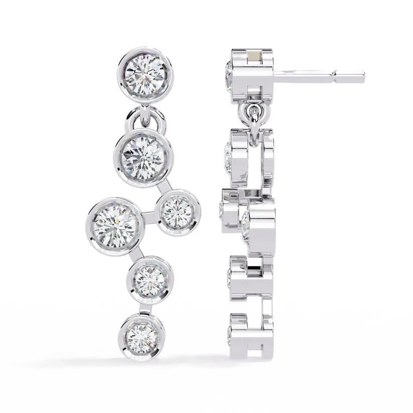 Gold Multi-Stone Diamond Drop Earrings | Luxury Statement Earrings