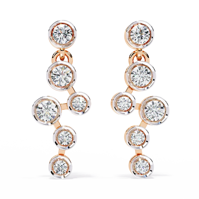Gold Multi-Stone Diamond Drop Earrings | Luxury Statement Earrings