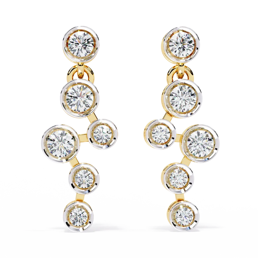 Gold Multi-Stone Diamond Drop Earrings | Luxury Statement Earrings