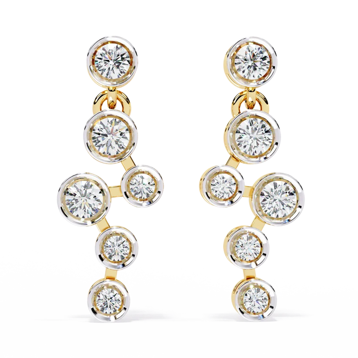 Gold Multi-Stone Diamond Drop Earrings | Luxury Statement Earrings
