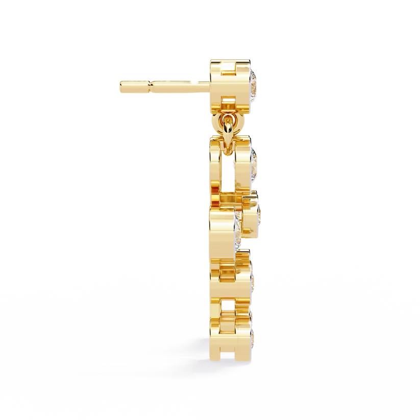 Gold Multi-Stone Diamond Drop Earrings | Luxury Statement Earrings