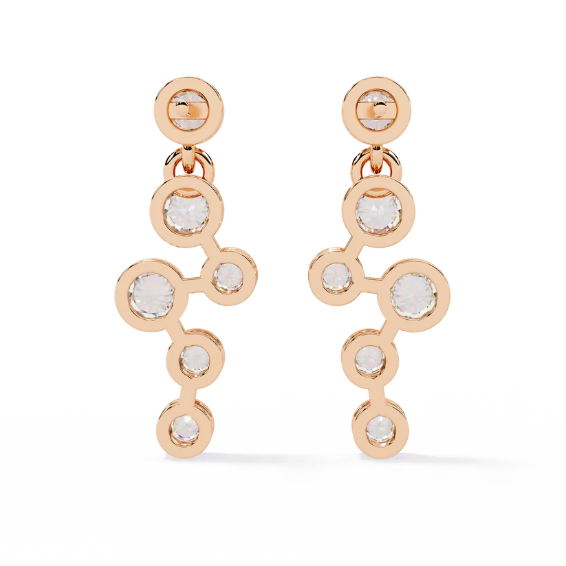 Gold Multi-Stone Diamond Drop Earrings | Luxury Statement Earrings