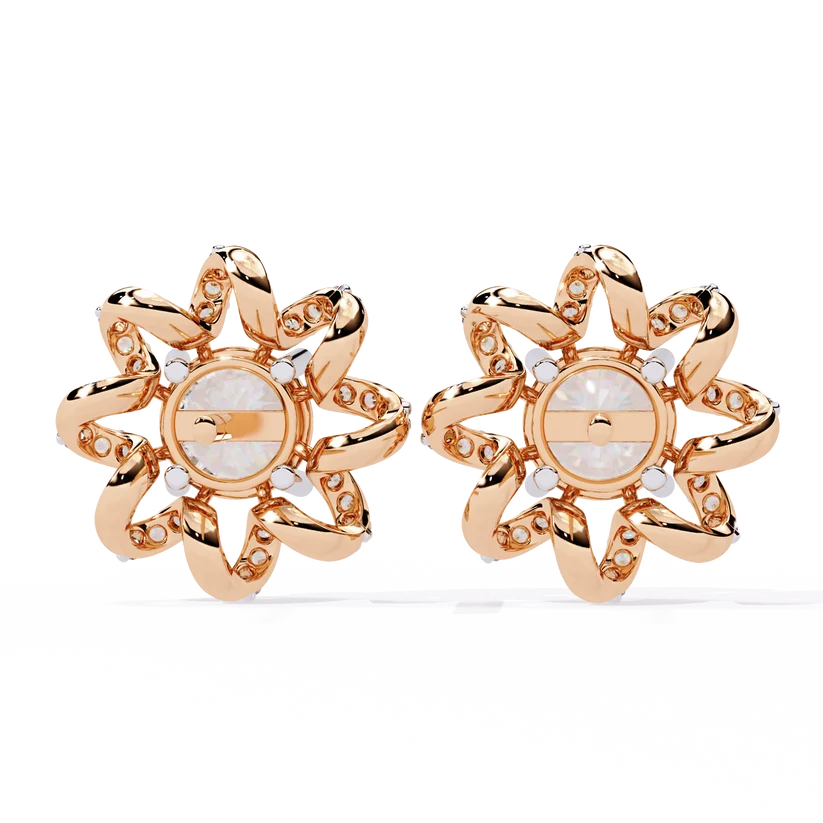 Floral Diamond Sunburst Stud Earrings – Brilliant Gold Blossom Earrings