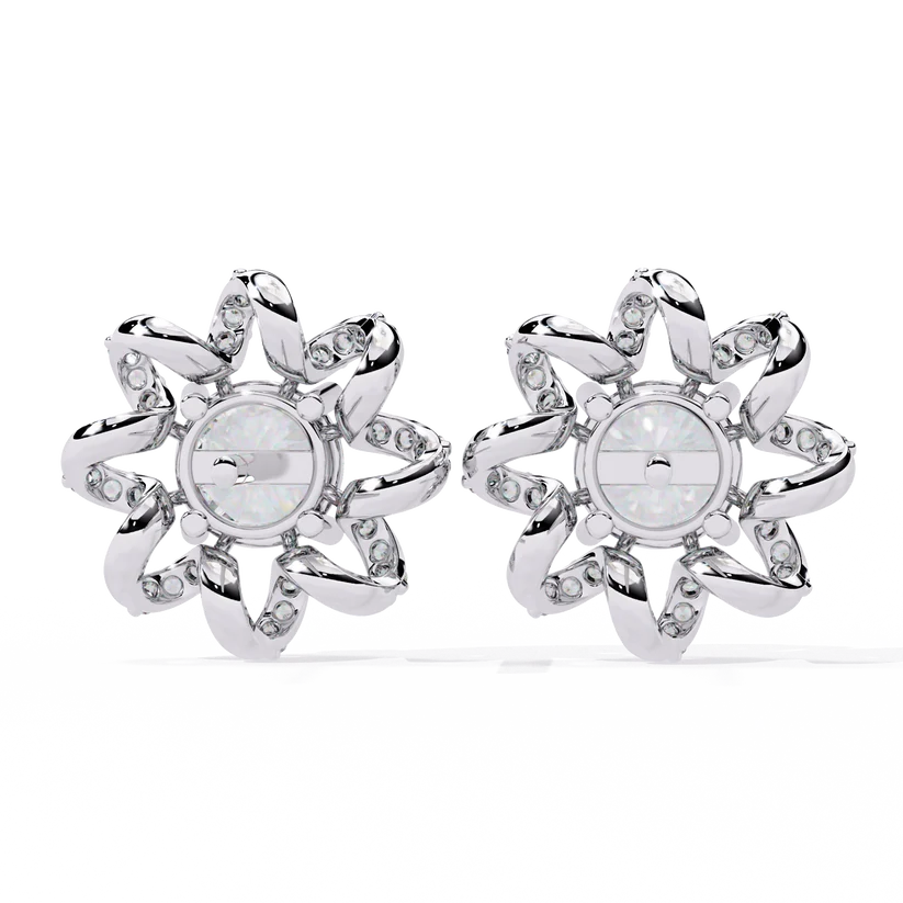 Floral Diamond Sunburst Stud Earrings – Brilliant Gold Blossom Earrings