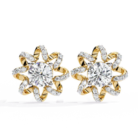 Floral Diamond Sunburst Stud Earrings – Brilliant Gold Blossom Earrings