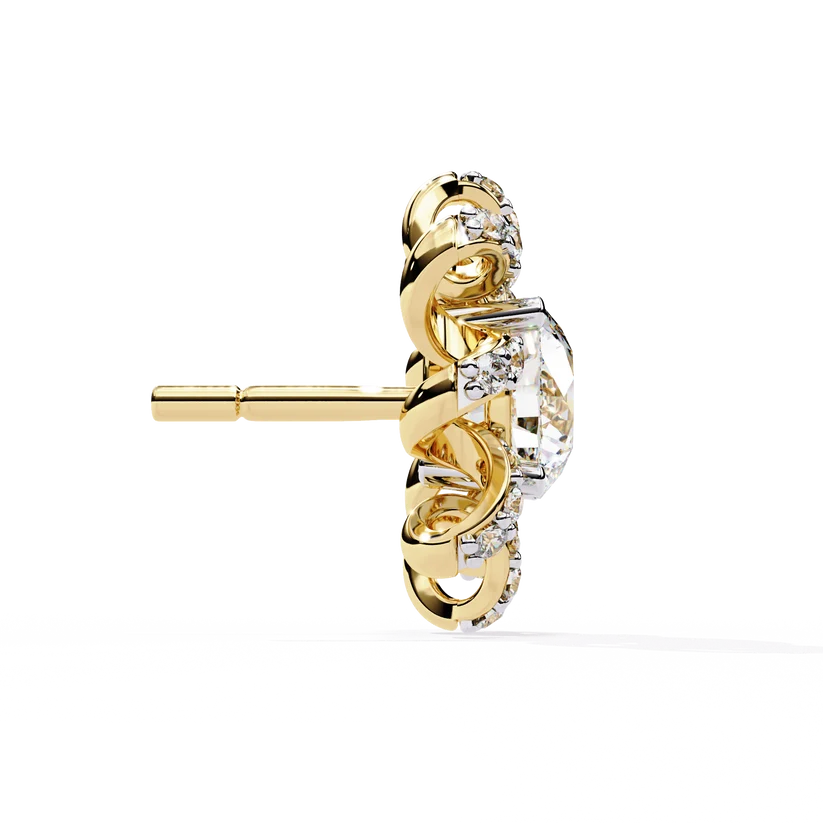 Floral Diamond Sunburst Stud Earrings – Brilliant Gold Blossom Earrings
