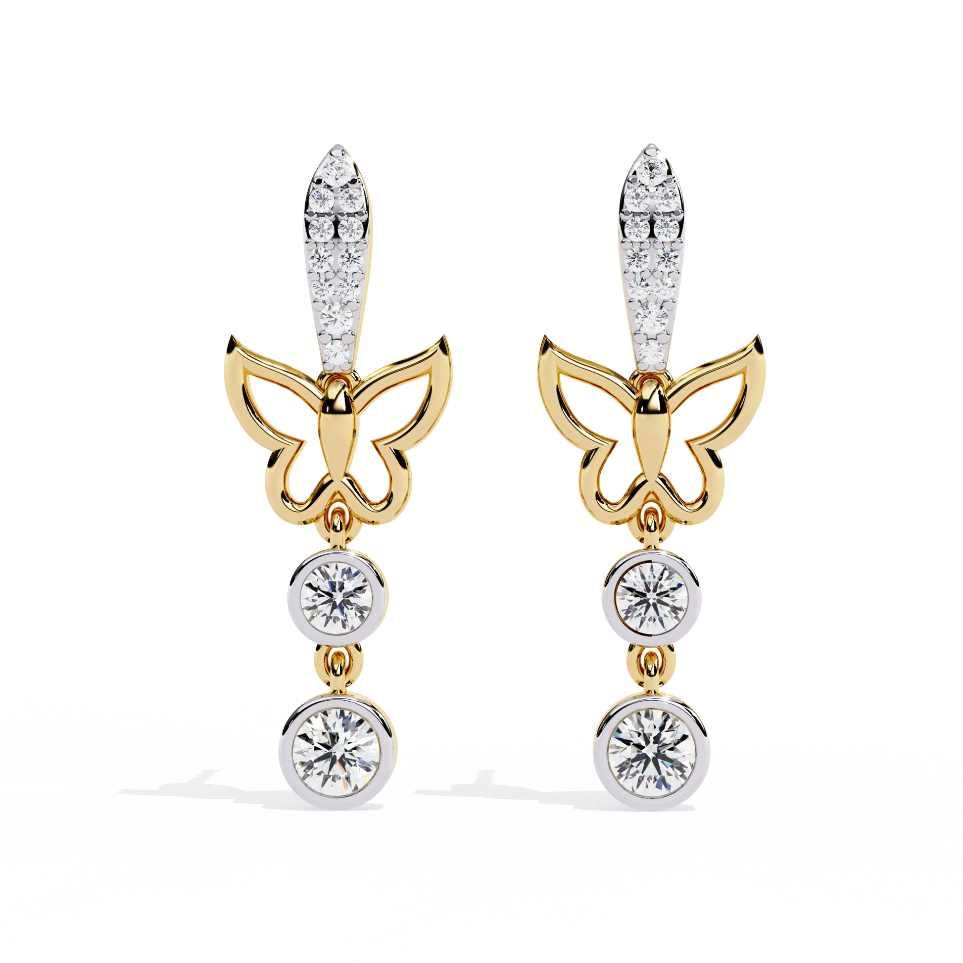 Celestial Butterfly Diamond Drop Earrings