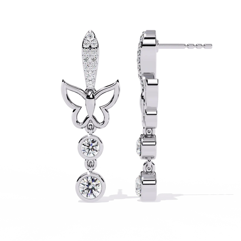 Celestial Butterfly Diamond Drop Earrings