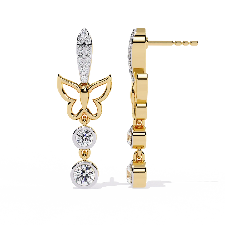 Celestial Butterfly Diamond Drop Earrings