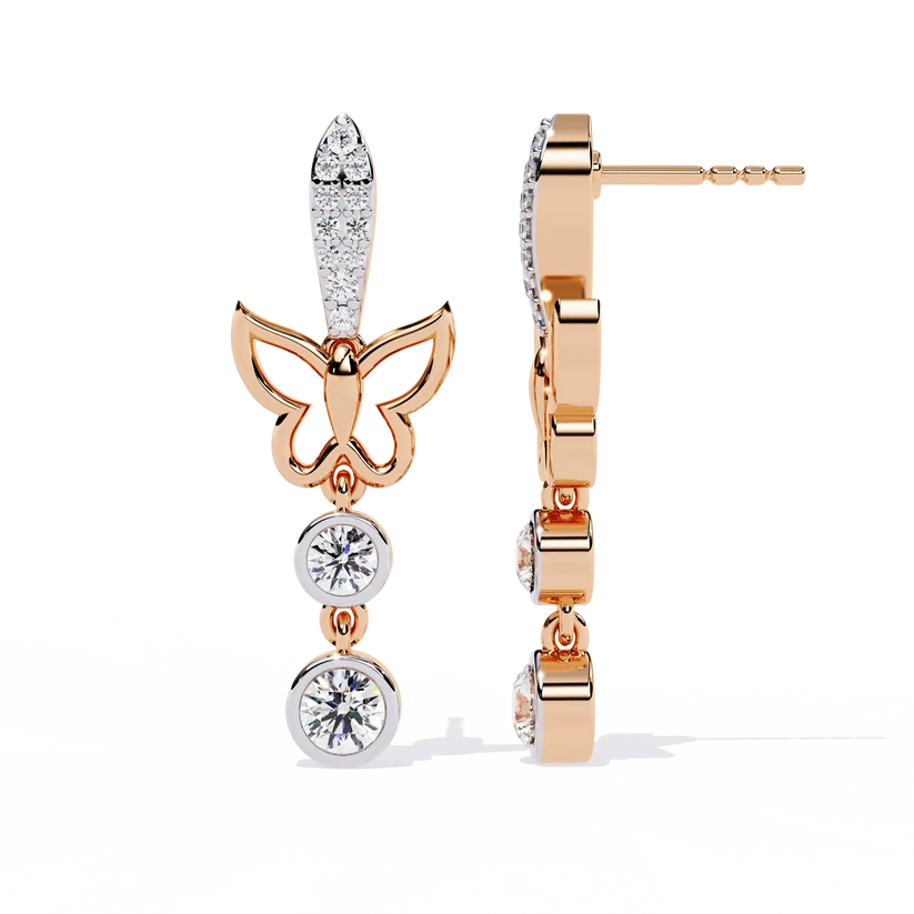 Celestial Butterfly Diamond Drop Earrings