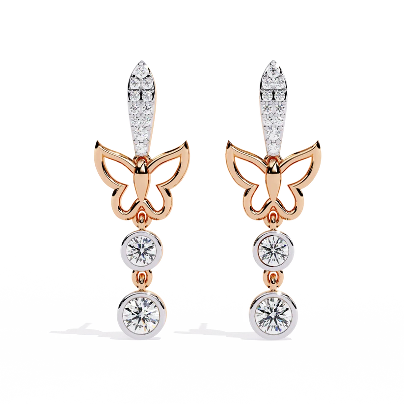 Celestial Butterfly Diamond Drop Earrings