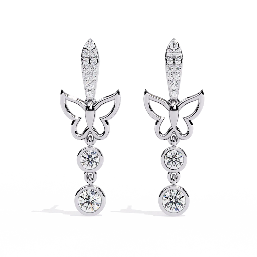 Celestial Butterfly Diamond Drop Earrings